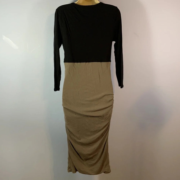 Standard James Perse long sleeve color block  ruched gray dress sz 4 /XL cotton - Picture 5 of 11